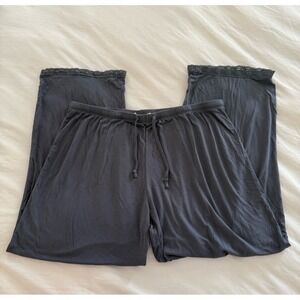 Barefoot Dreams Cozy Lounge Pants Pajamas Charcoal Lace Trim XL Style 173 Modal